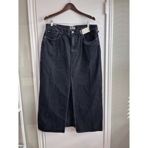 Agolde Leif Skirt Spider 31 Black Maxi Denim Slit Skirt Grunge Goth Chunky 90s